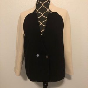 H&M Color Block Ivory & Black Jacket Blazer Sz 8
